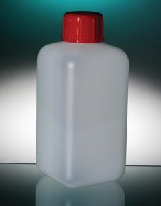 Bottles, narrow neck, square, HDPE, with screw cap, Corning® Gosselin™