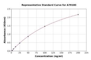 Representative standard curve for Rat Phosphorylated AMPK alpha 2 ELISA kit (A79100)