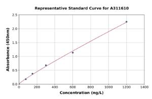 Representative standard curve for Mouse IL-4i1 ELISA kit (A311610)