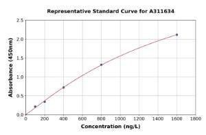 Representative standard curve for Human ATG9A ELISA kit (A311634)